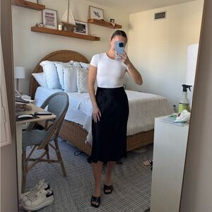 Aritzia Black Slip Midi Skirt